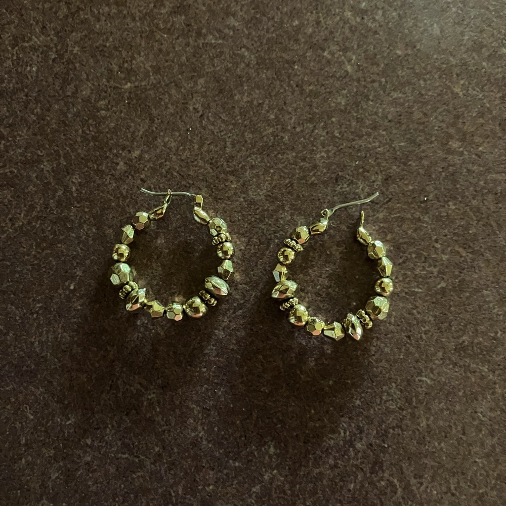 Elegant Gold Beaded Hoop Earrings
